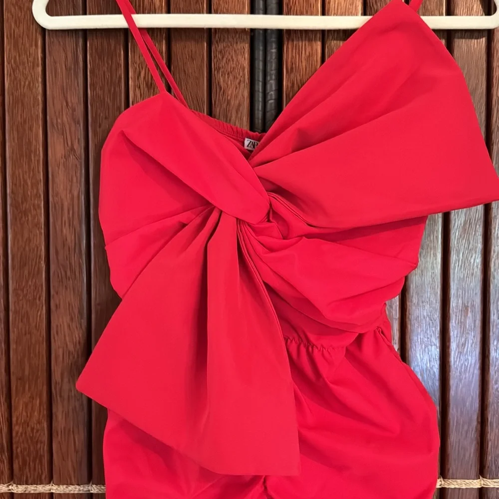 ZARA RUCHED BOW DRESS - Picture 4 of 8